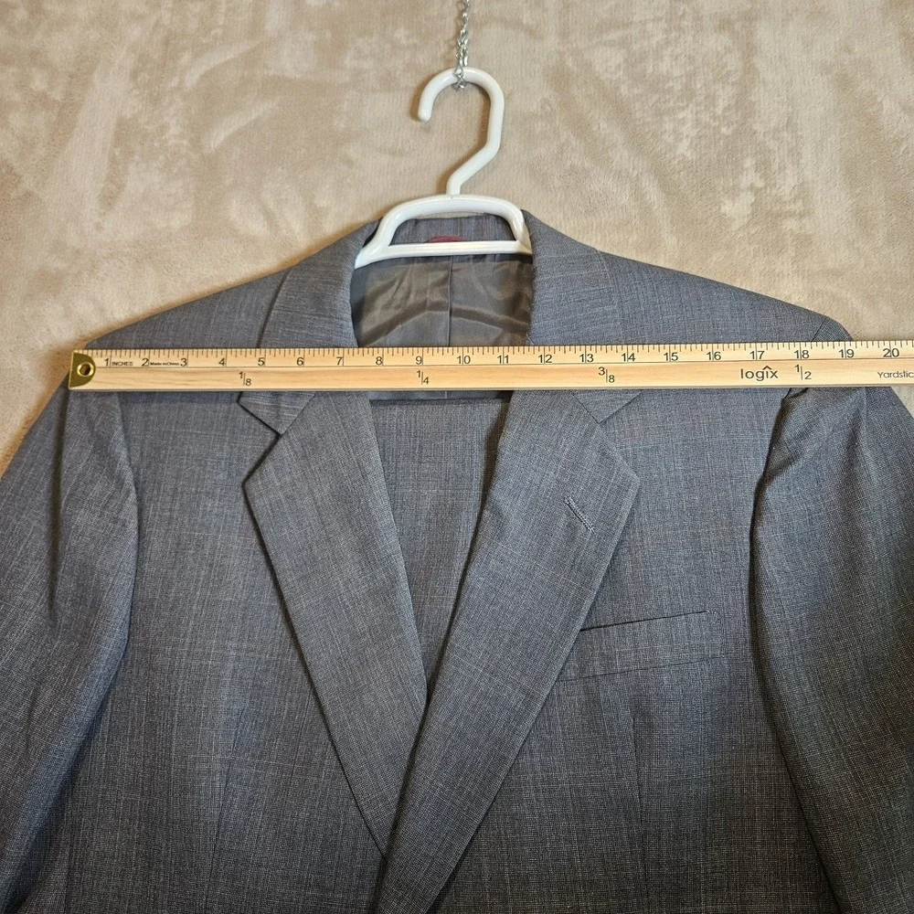 Vintage Hart Schaffner Marx 2 Piece Suit 38R Wool Grey Made in USA